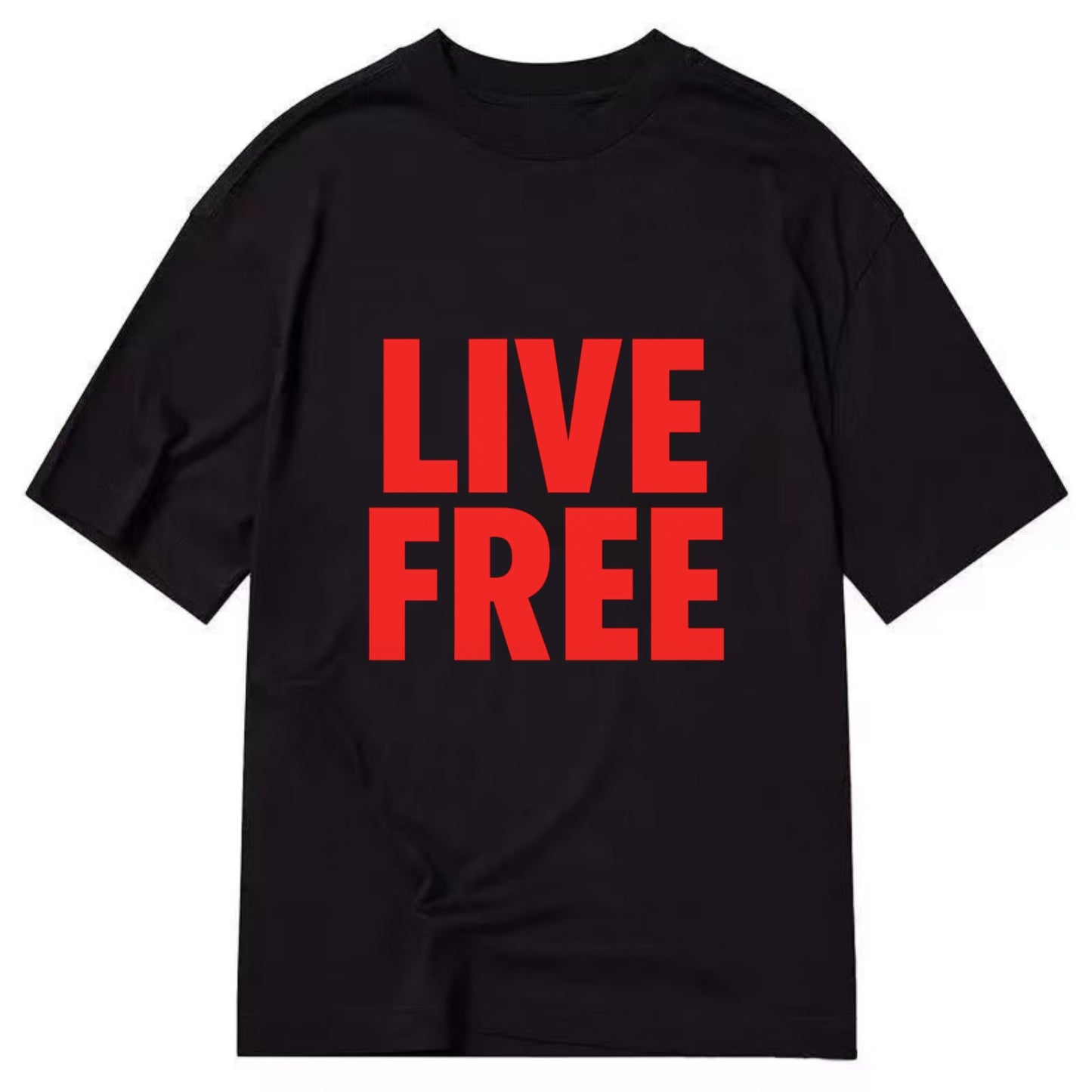 Bold typography design - "LIVE FREE" - unrestricted living - Classic T-shirt - Black