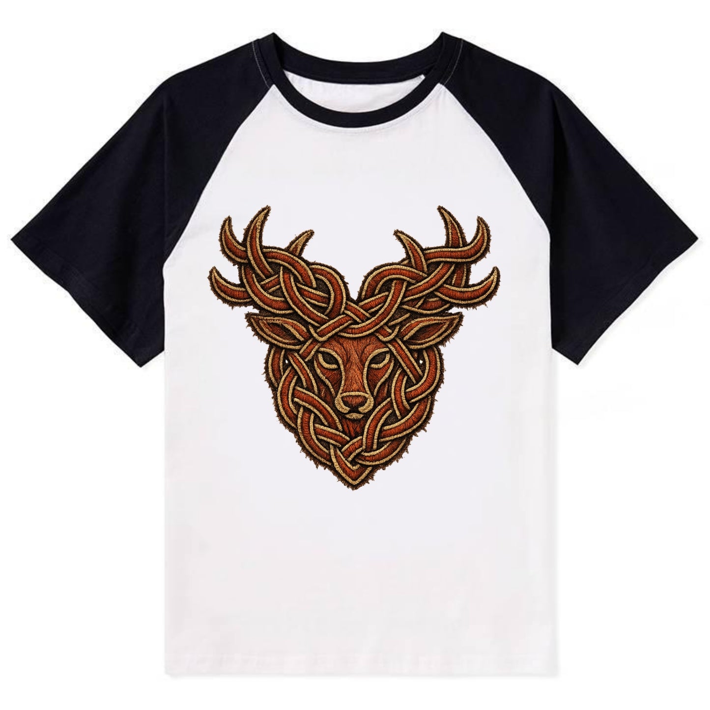 Stag Knot - Contrast Raglan T-shirt - Black