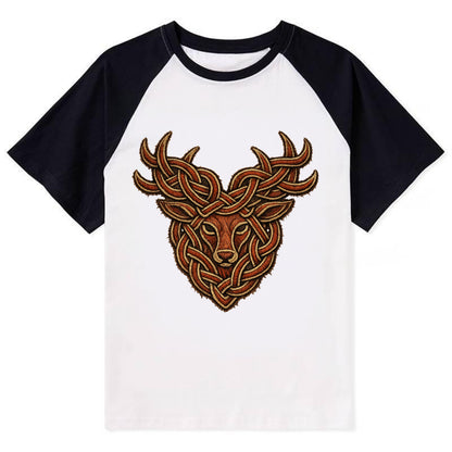 Stag Knot - Contrast Raglan T-shirt - Black