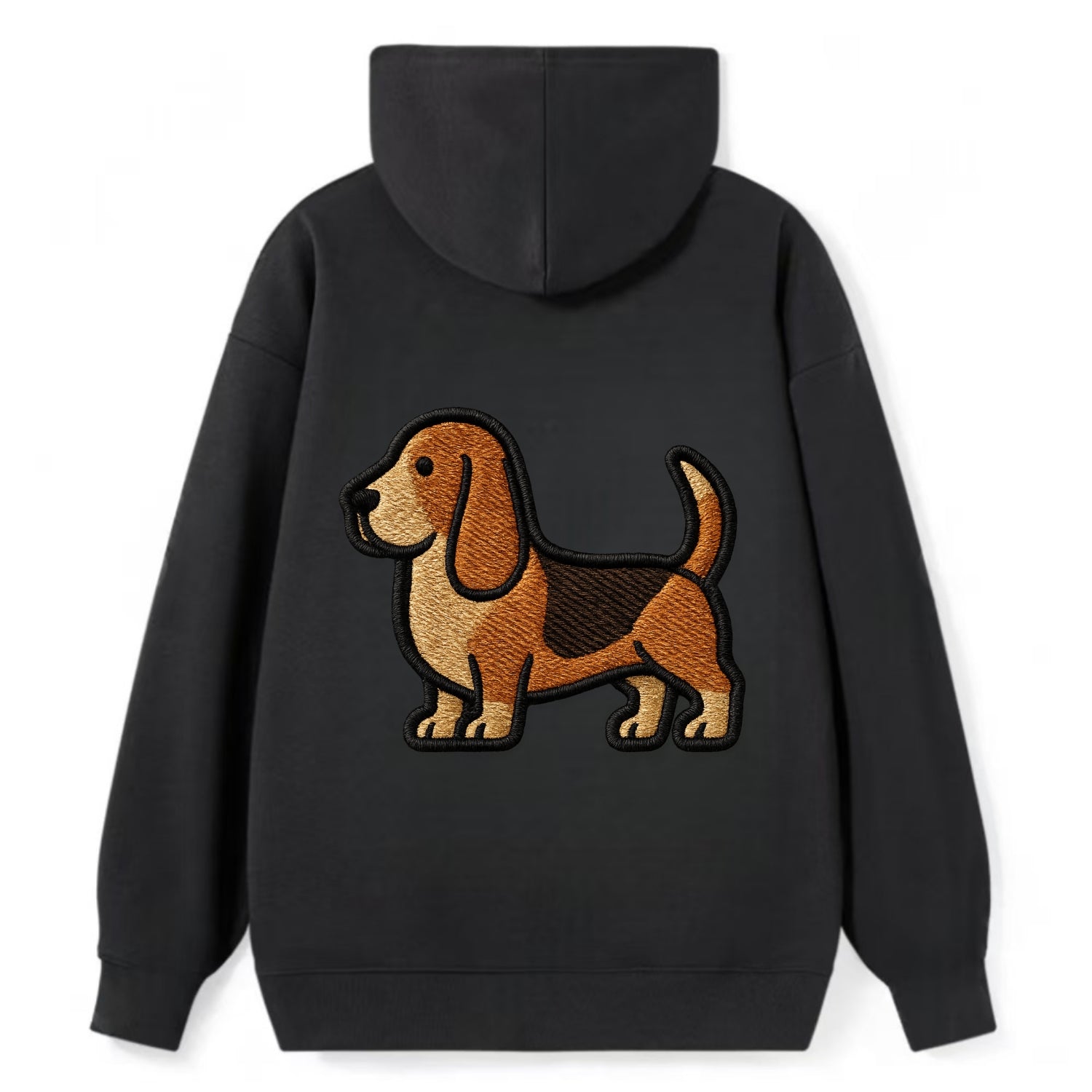 Basset Hound - Trendy low-rider design with prominent black outline - Classic Pullover Hoodie - Black