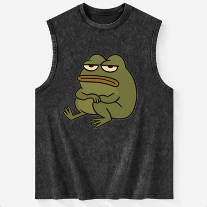 The Frog Judges Silently - Vintage Washed Tank - Black