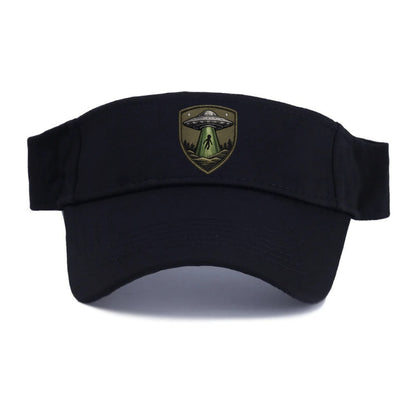 UFO ALIEN - flying saucer with beam in silver and green , extraterrestrial - Visor - Black