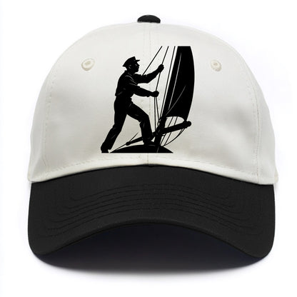 Sailor adjusting the boom on a sailboat - Two Tone Cap - Black