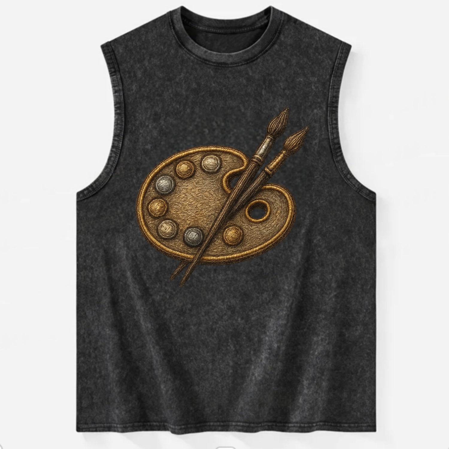 Artist palette with brushes - painter emblem - Vintage Washed Tank - Black