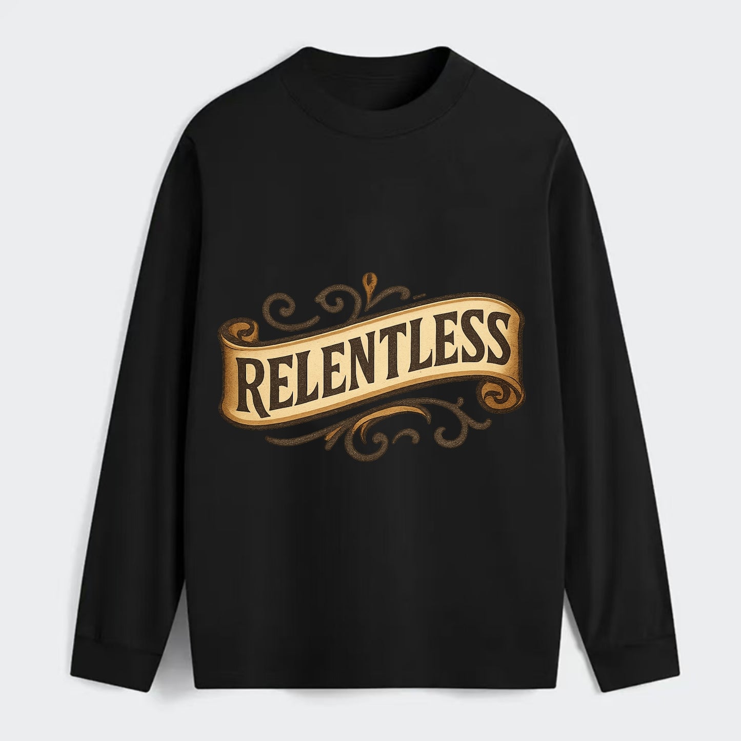 Bold typography design - "RELENTLESS" - never giving up, persistent - Classic Long Sleeve Shirt - Black