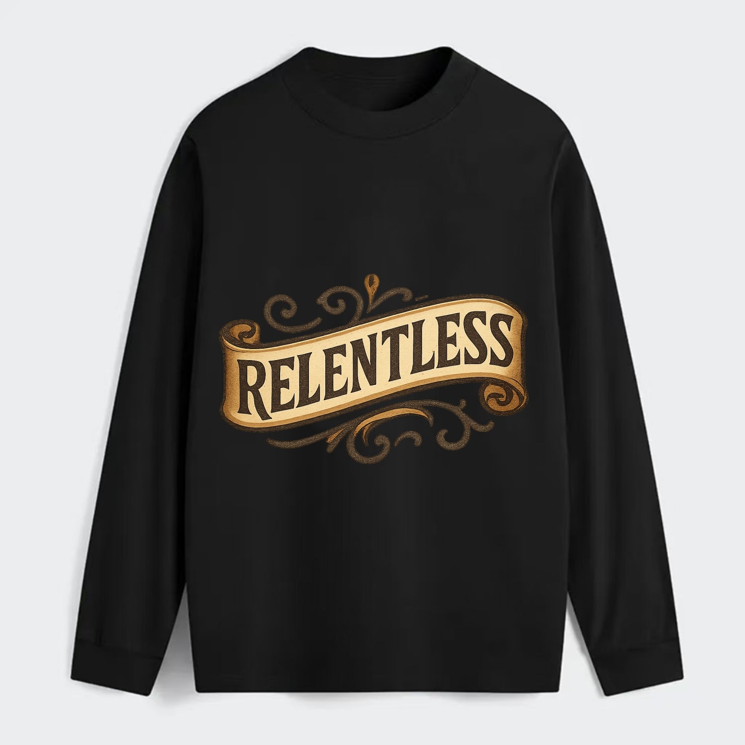 Bold typography design - "RELENTLESS" - never giving up, persistent - Classic Long Sleeve Shirt - Black
