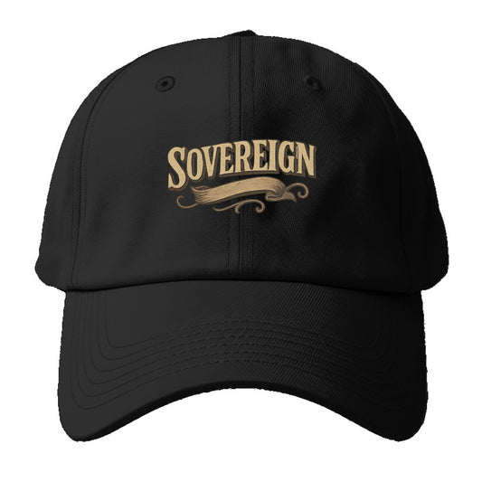 Bold typography design - "SOVEREIGN" - self-ruled, autonomous, in - Baseball Cap For Big Heads - Black