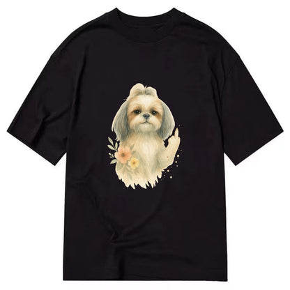 Shih Tzu with long flowing silky hair, tiny paw showing attitude - Classic T-shirt - Black