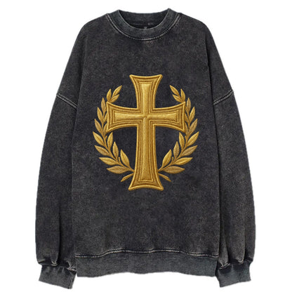Victory Cross  - Vintage Sweatshirt - Black