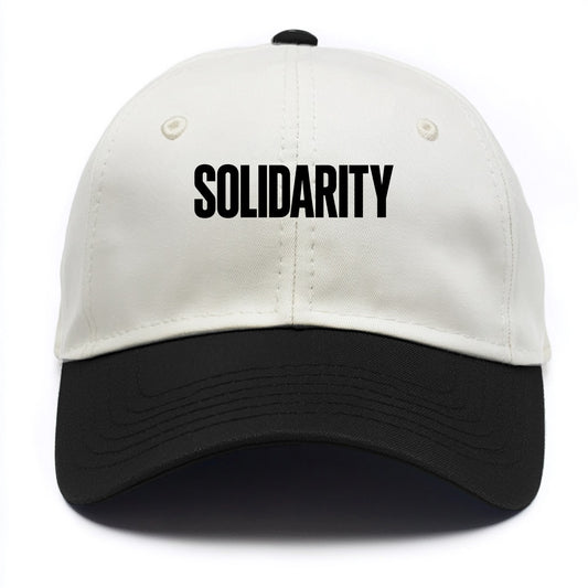 Bold typography design - "SOLIDARITY" - standing together, support - Two Tone Cap - Black