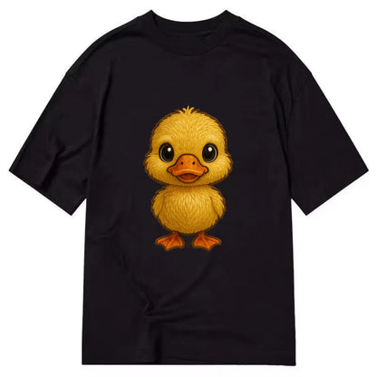 Baby Duck Duckling - yellow fluffy, orange beak, bright eyes, front-facing, quack - Classic T-shirt - Black