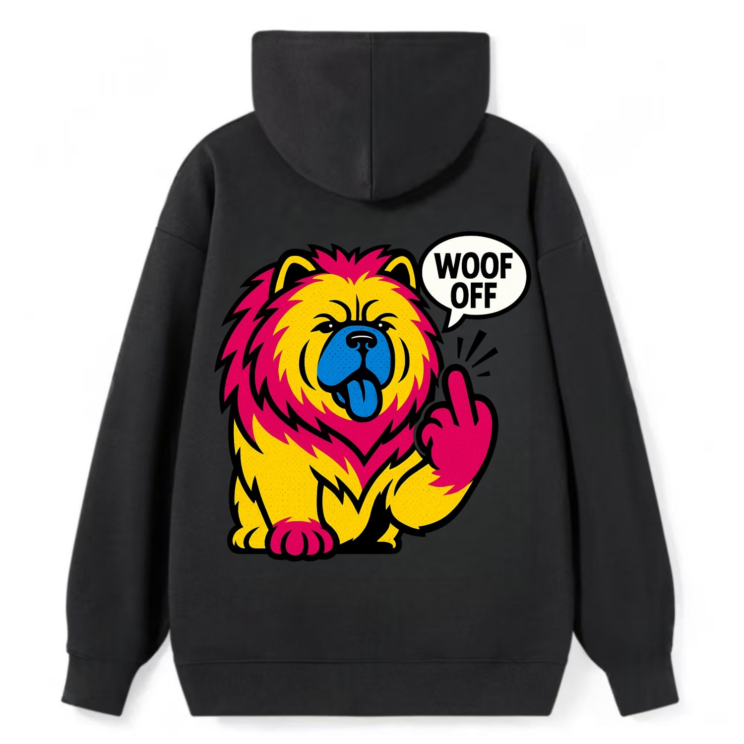 Chow Chow with lion mane and blue-black tongue, fluffy dignified paw up - Classic Pullover Hoodie - Black