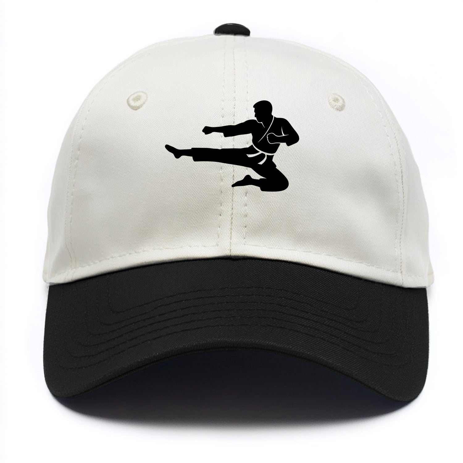 Martial artist flying kick - Two Tone Cap - Black