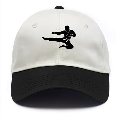 Martial artist flying kick - Two Tone Cap - Black