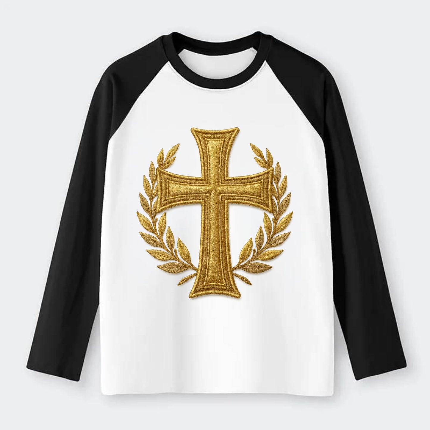 Victory Cross  - Raglan Long Sleeve T-Shirt - Black