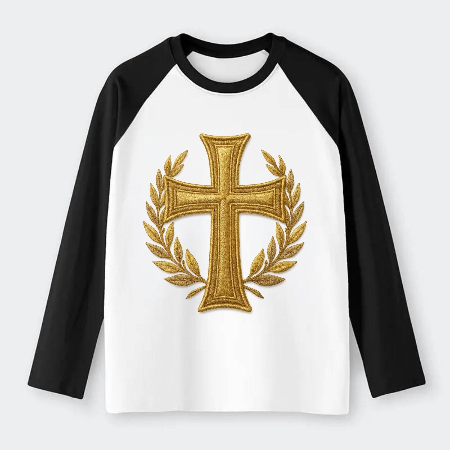 Victory Cross  - Raglan Long Sleeve T-Shirt - Black