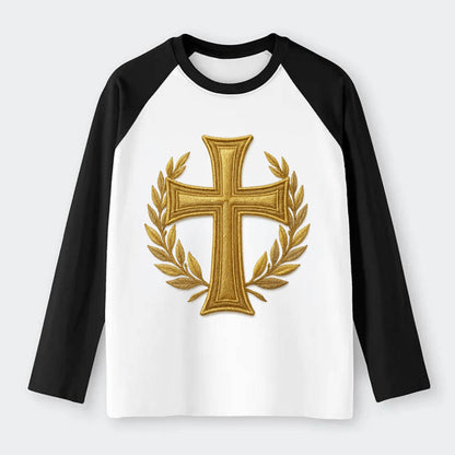 Victory Cross  - Raglan Long Sleeve T-Shirt - Black