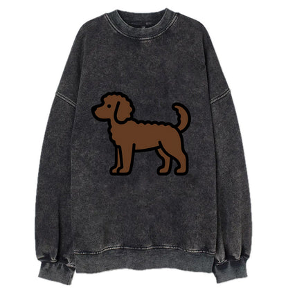 Labradoodle - Chocolate curly flat side profile - Vintage Sweatshirt - Black