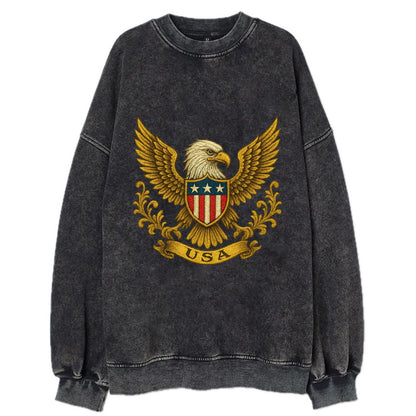 Usa Heritage Eagle 2 - Vintage Sweatshirt - Black