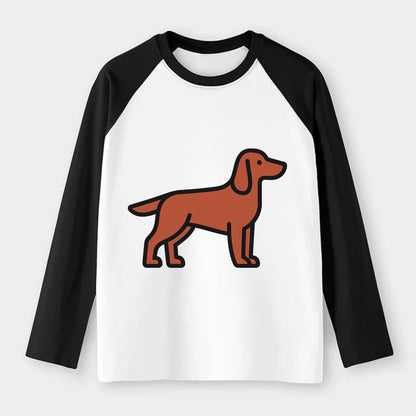 Irish Setter - Red/chestnut flat side profile - Raglan Long Sleeve T-Shirt - Black