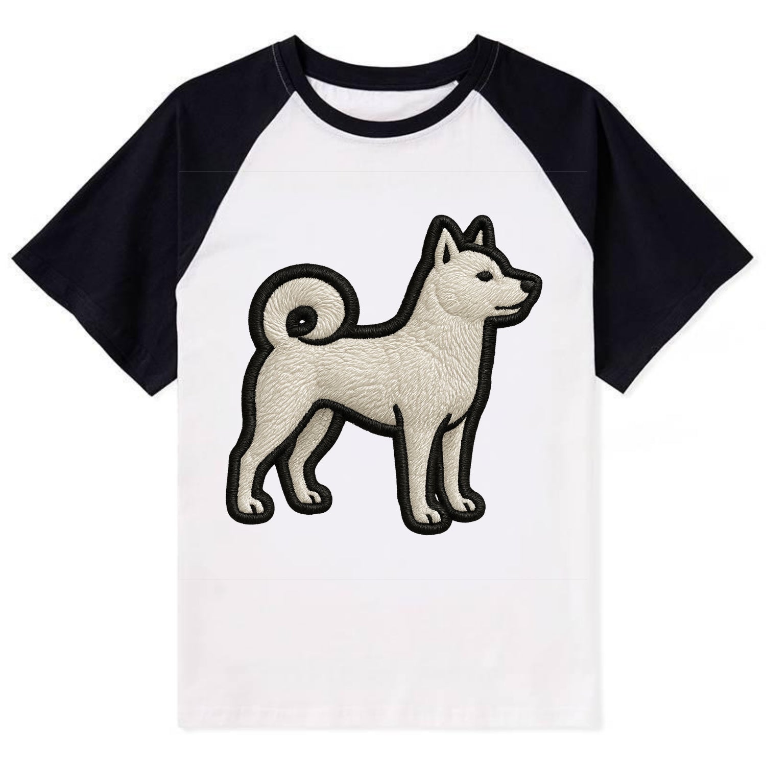 Kishu Ken - Contemporary white hunter de - Contrast Raglan T-shirt - Black