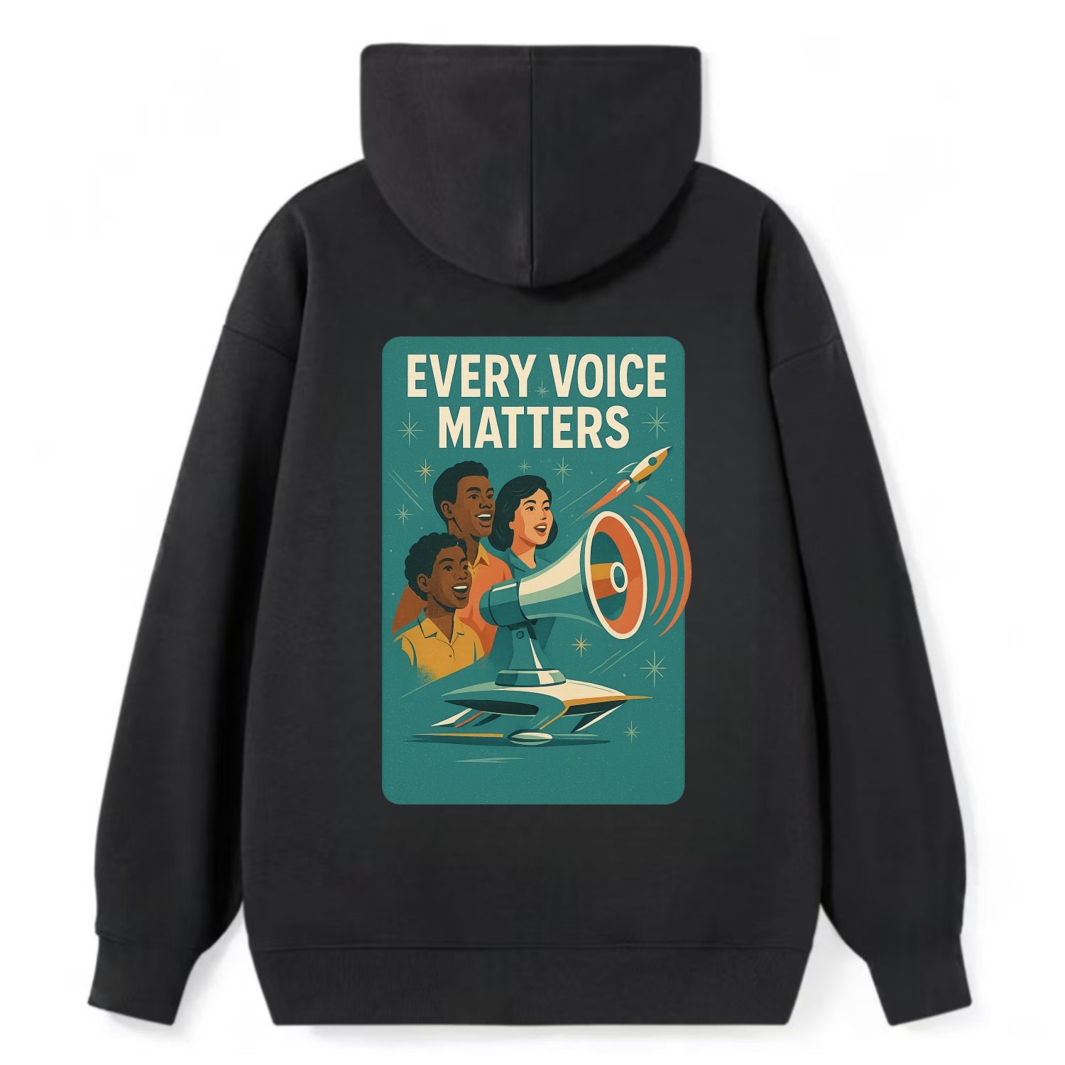 Diverse voices being heard and amplified - "Every Voice Matters" - - Classic Pullover Hoodie - Black