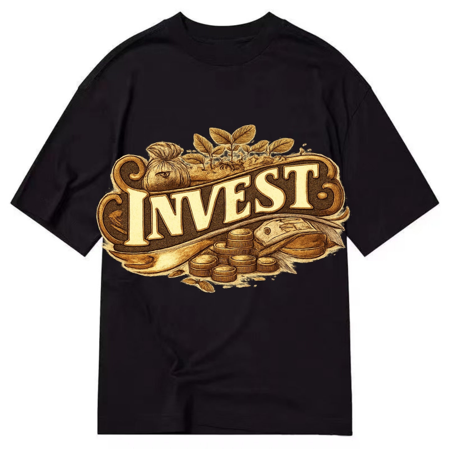 Bold typography design - "INVEST" - growing money, smart decisions - Classic T-shirt - Black