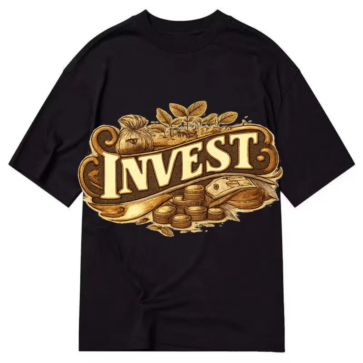 Bold typography design - "INVEST" - growing money, smart decisions - Classic T-shirt - Black