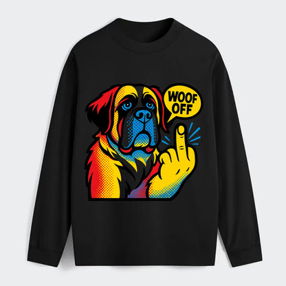 Saint Bernard with gentle giant face and droopy jowls, huge paw raised - Classic Long Sleeve Shirt - Black