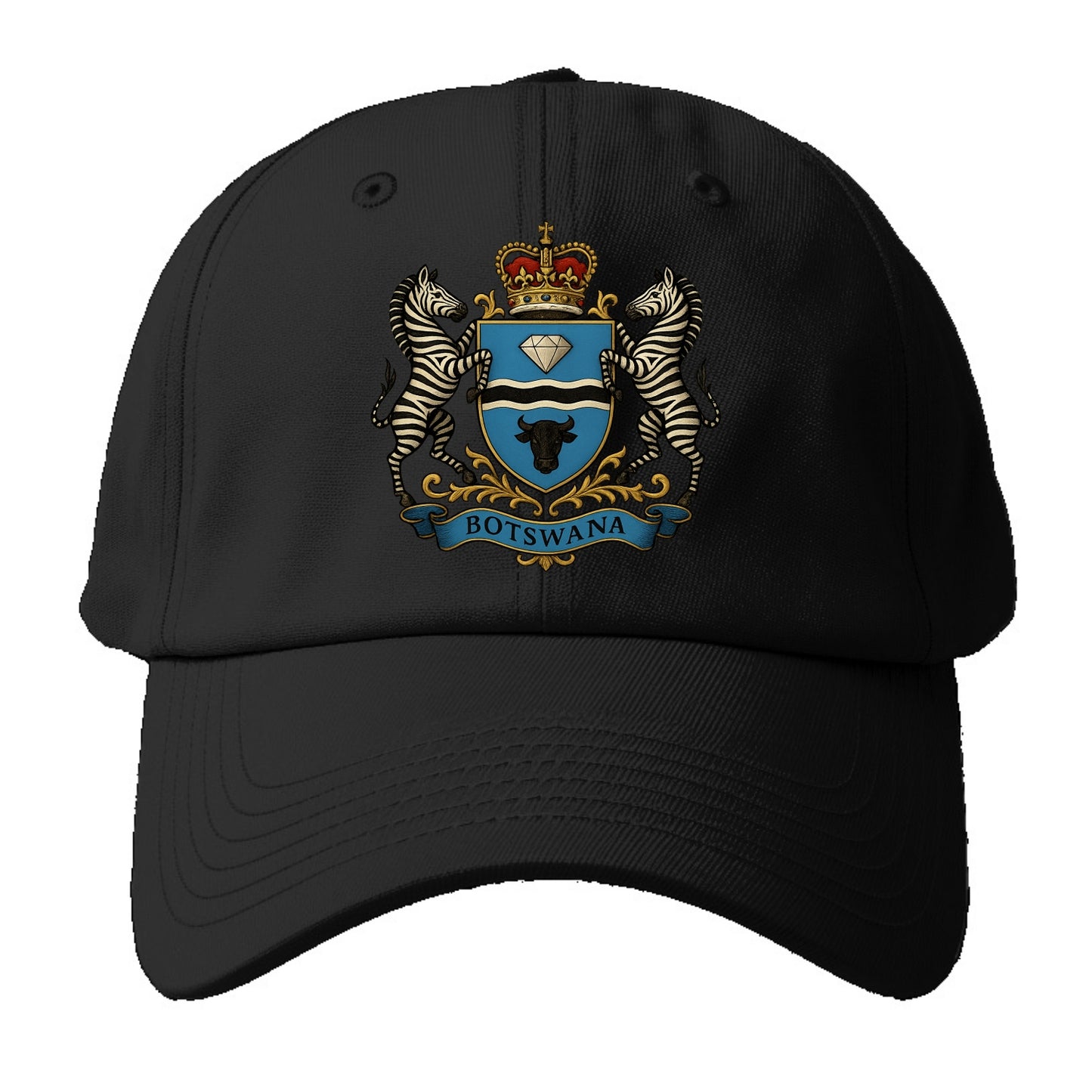Botswana Heritage Badge - Baseball Cap For Big Heads - Black
