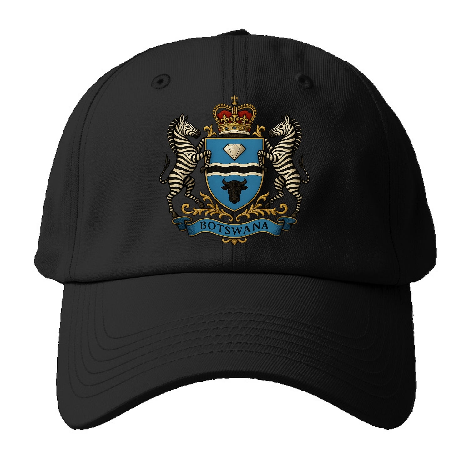 Botswana Heritage Badge - Baseball Cap For Big Heads - Black