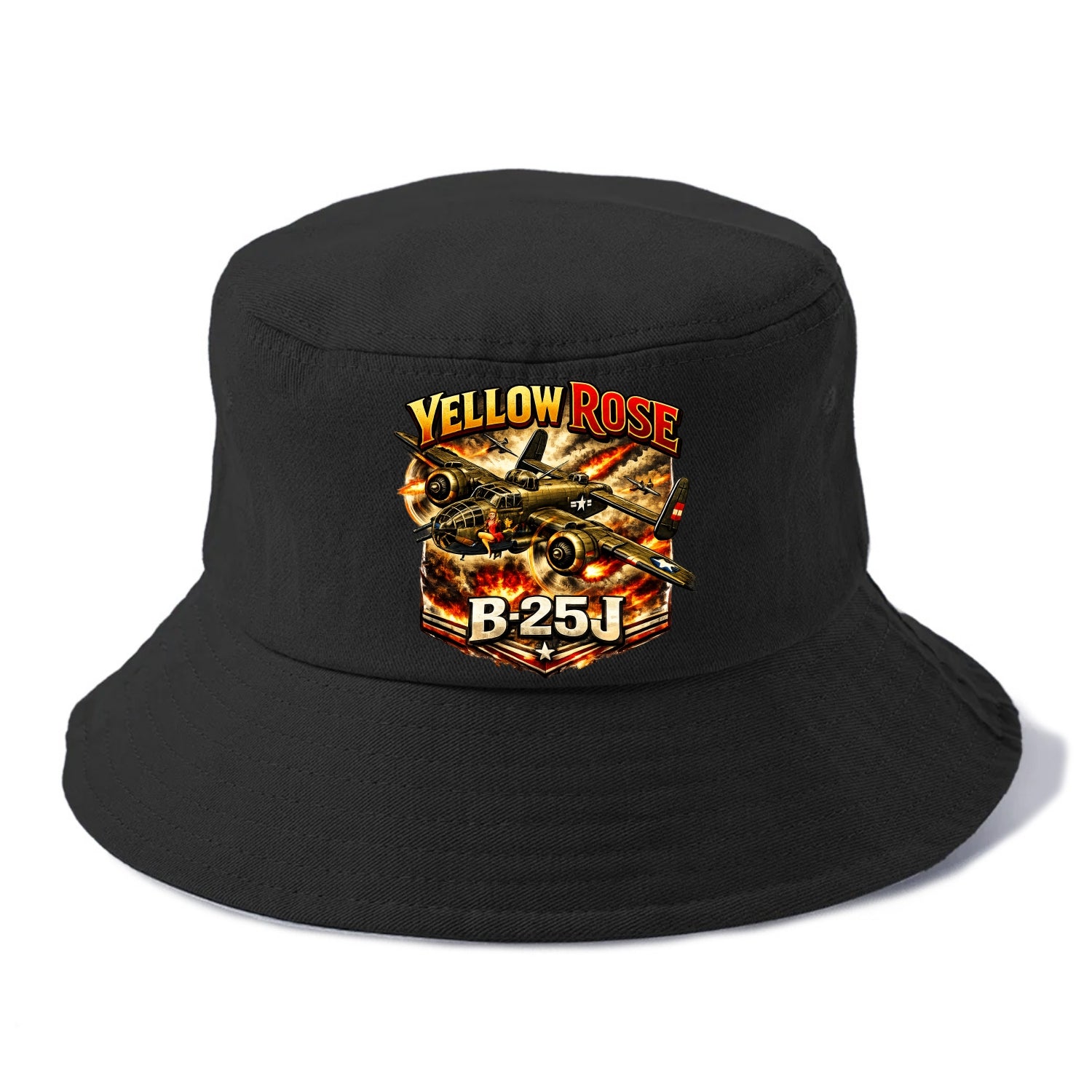 B 25j Yellow Rose - Bucket Hat - Black