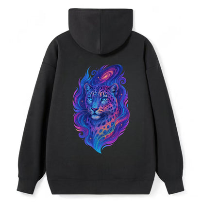 Majestic snow leopard with rainbow gradient spots, crystalline flowing - Classic Pullover Hoodie - Black