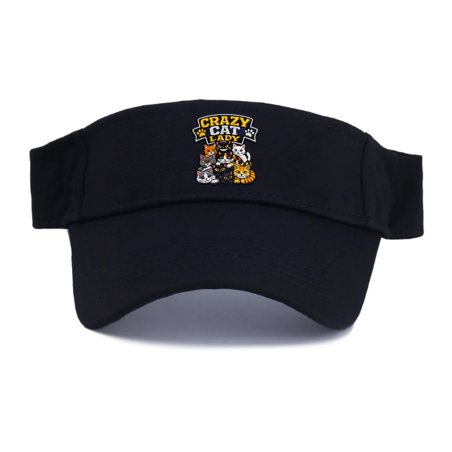 CRAZY CAT LADY - cat pile in multicolor , cat collector - Visor - Black
