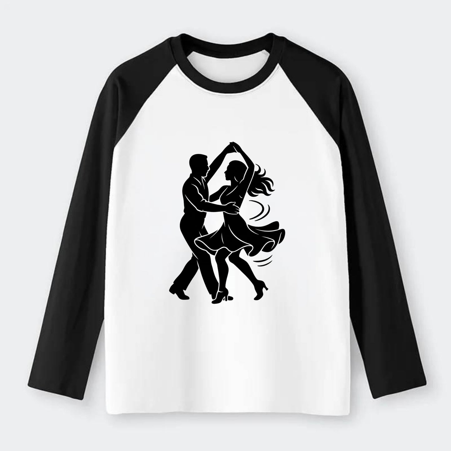 Salsa dancers spinning turn - Raglan Long Sleeve T-Shirt - Black