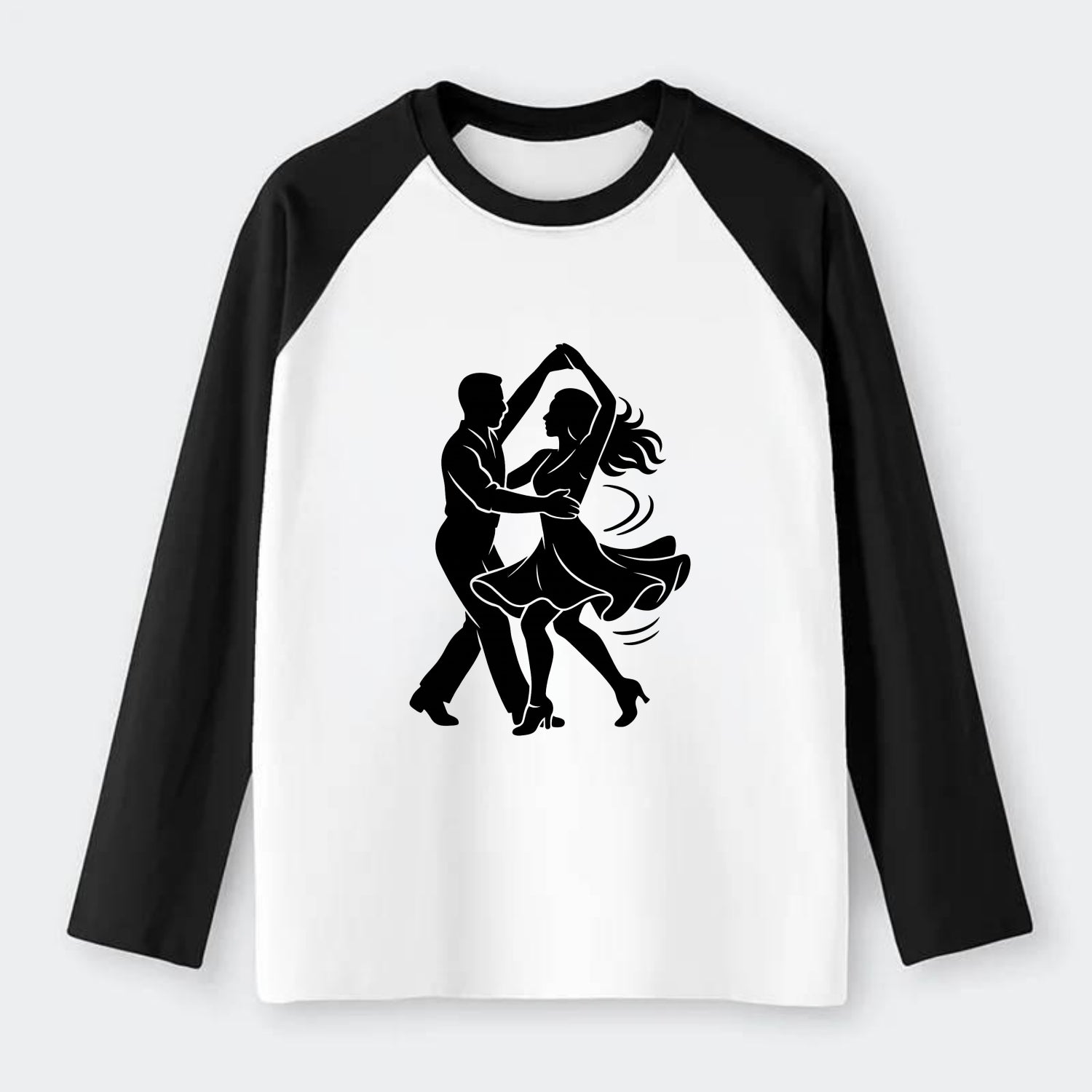 Salsa dancers spinning turn - Raglan Long Sleeve T-Shirt - Black