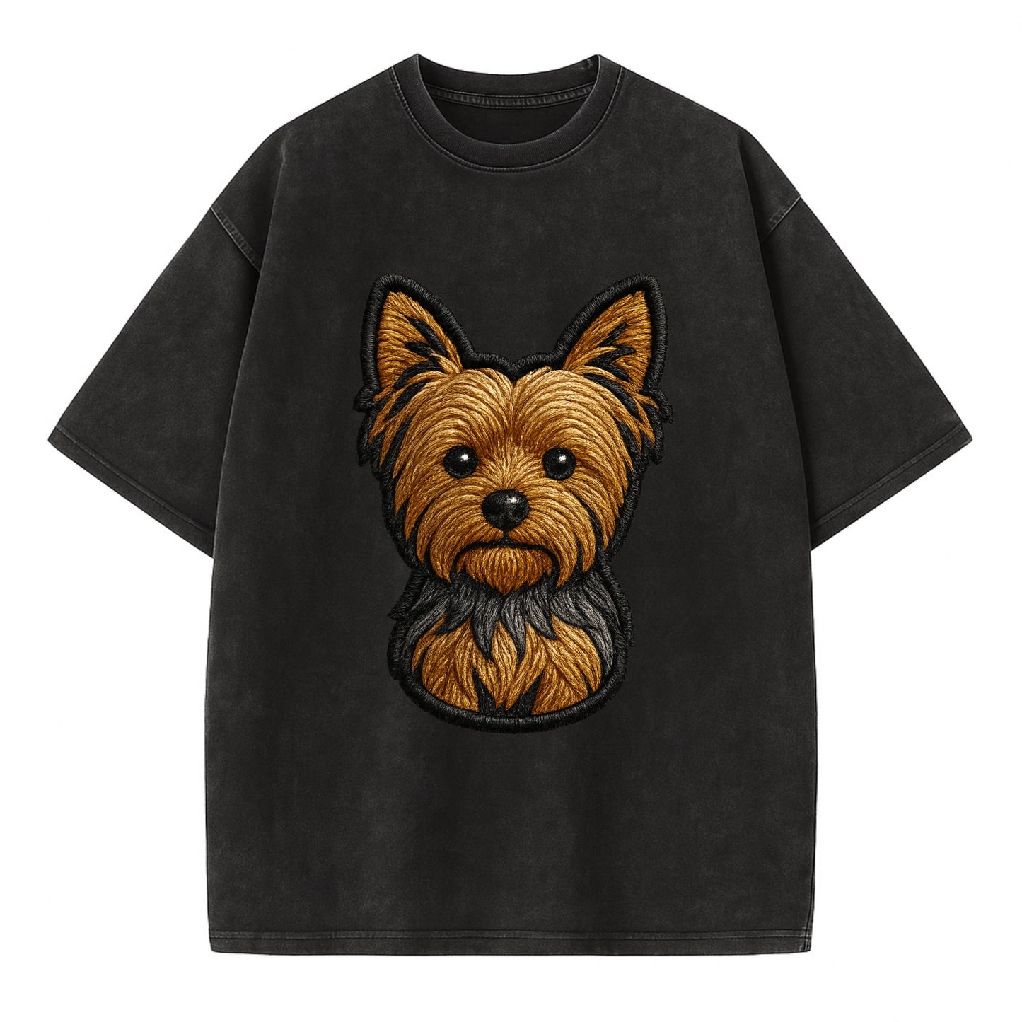 Yorkshire Terrier - Modern tiny dog logo - Vintage T-shirt - Black
