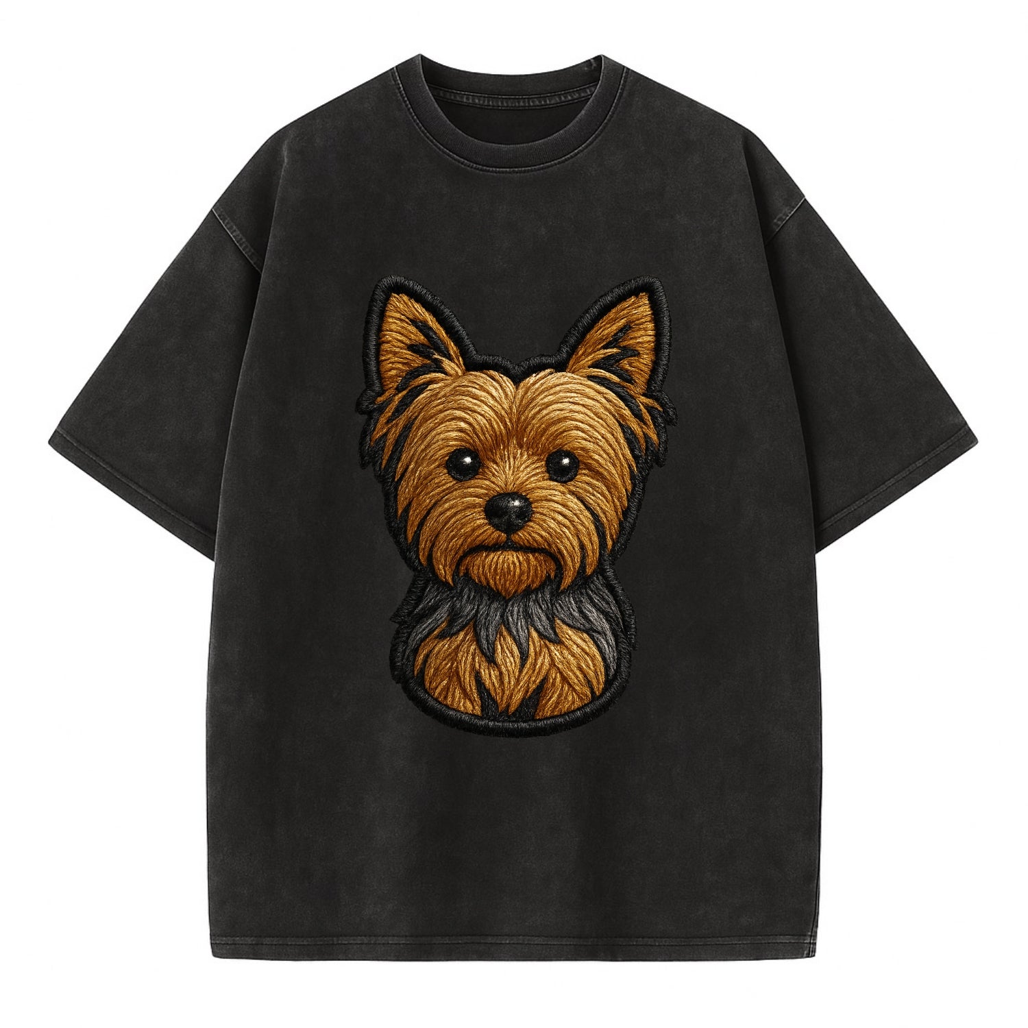 Yorkshire Terrier - Modern tiny dog logo - Vintage T-shirt - Black