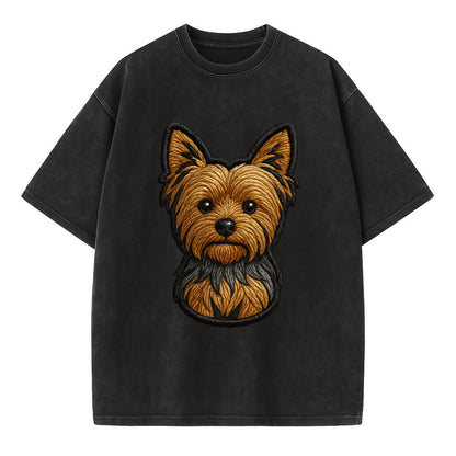 Yorkshire Terrier - Modern tiny dog logo - Vintage T-shirt - Black