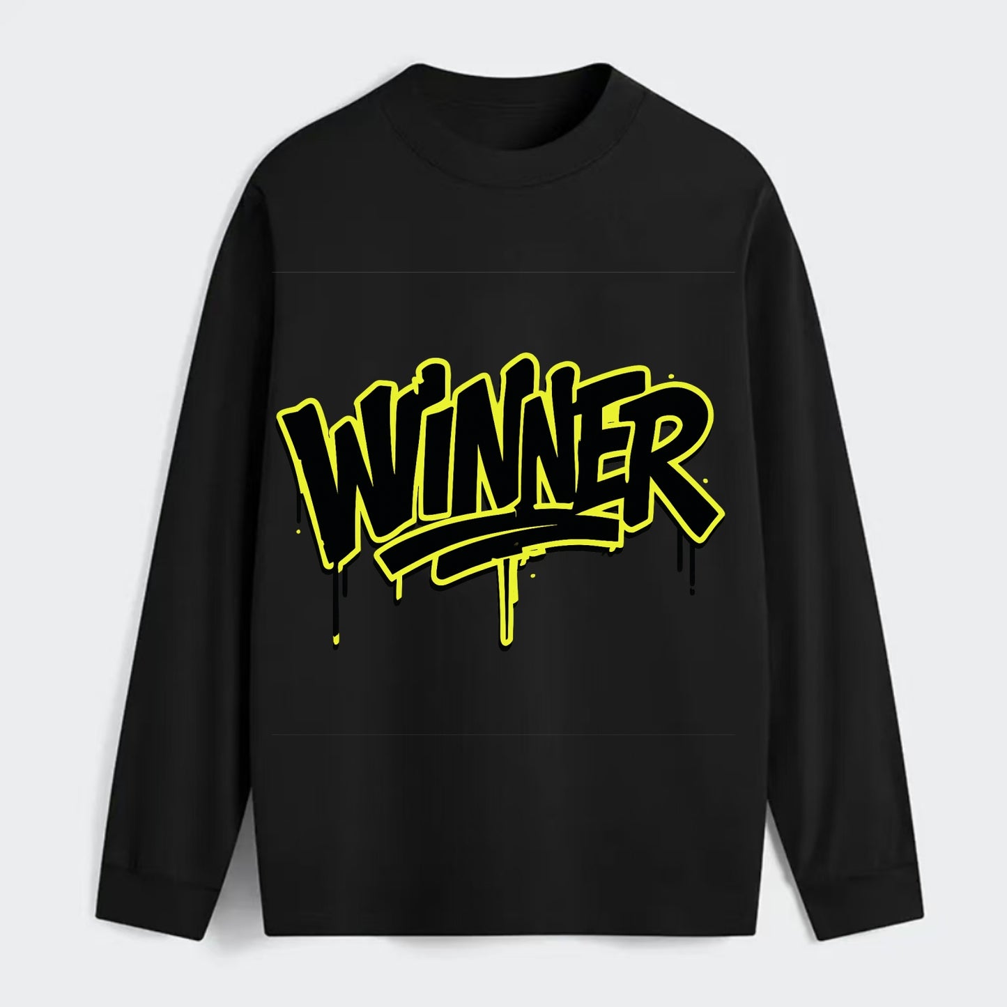 Bold typography design - "WINNER" - victorious mindset, champion - Classic Long Sleeve Shirt - Black