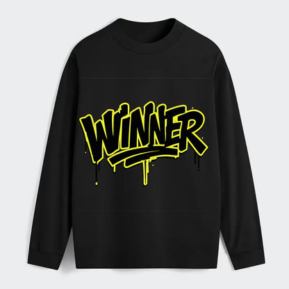 Bold typography design - "WINNER" - victorious mindset, champion - Classic Long Sleeve Shirt - Black