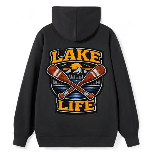 CANOE PADDLE - wooden paddle crossed in brown and cream , lake life - Classic Pullover Hoodie
