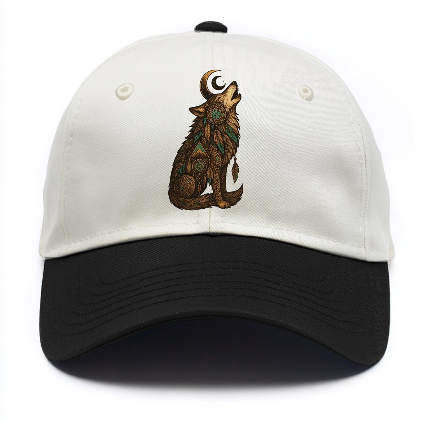 Celestial Moon Wolf  - Two Tone Cap - Black