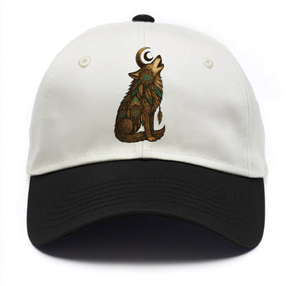 Celestial Moon Wolf  - Two Tone Cap - Black