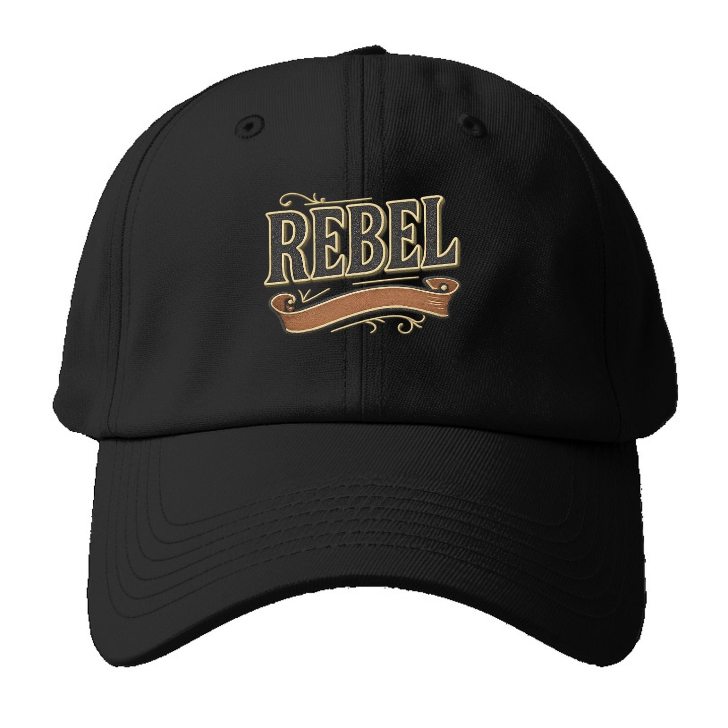 Bold typography design - "REBEL" - nonconformist, rule breaker, - Baseball Cap For Big Heads - Black