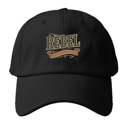 Bold typography design - "REBEL" - nonconformist, rule breaker, - Baseball Cap For Big Heads - Black