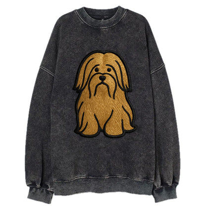 Lhasa Apso - Trendy long-haired design w - Vintage Sweatshirt - Black