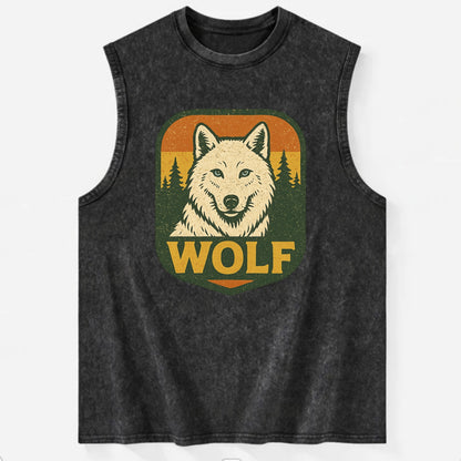 Arctic White Wolf  - Vintage Washed Tank - Black