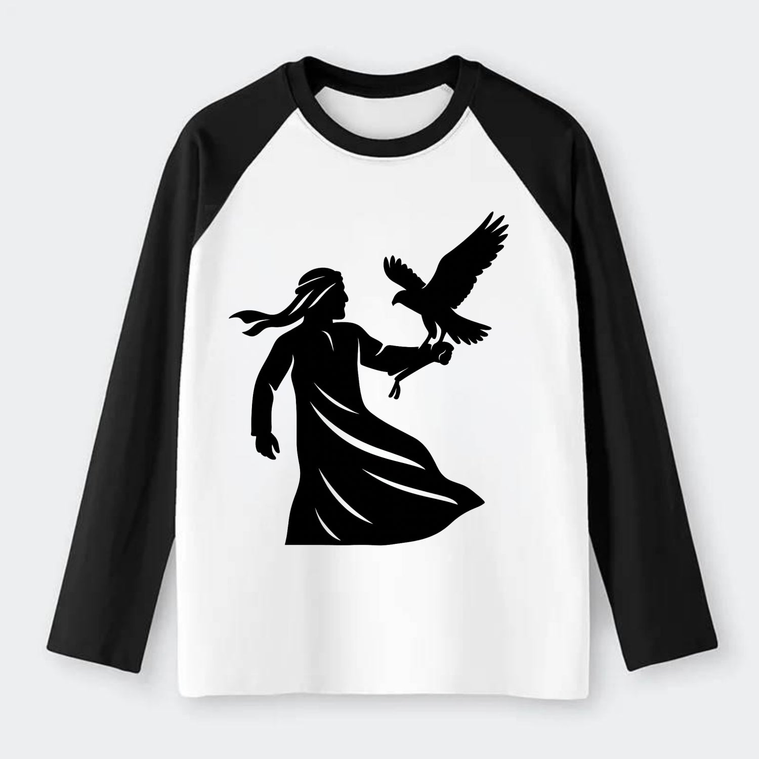 Arabian falconer with bird - Raglan Long Sleeve T-Shirt - Black
