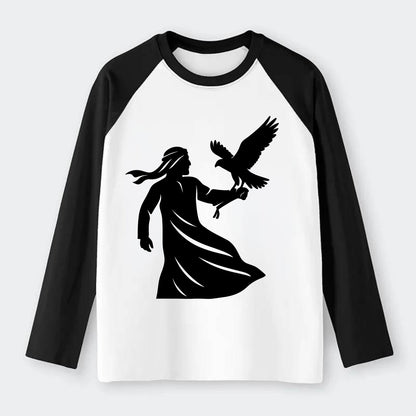 Arabian falconer with bird - Raglan Long Sleeve T-Shirt - Black